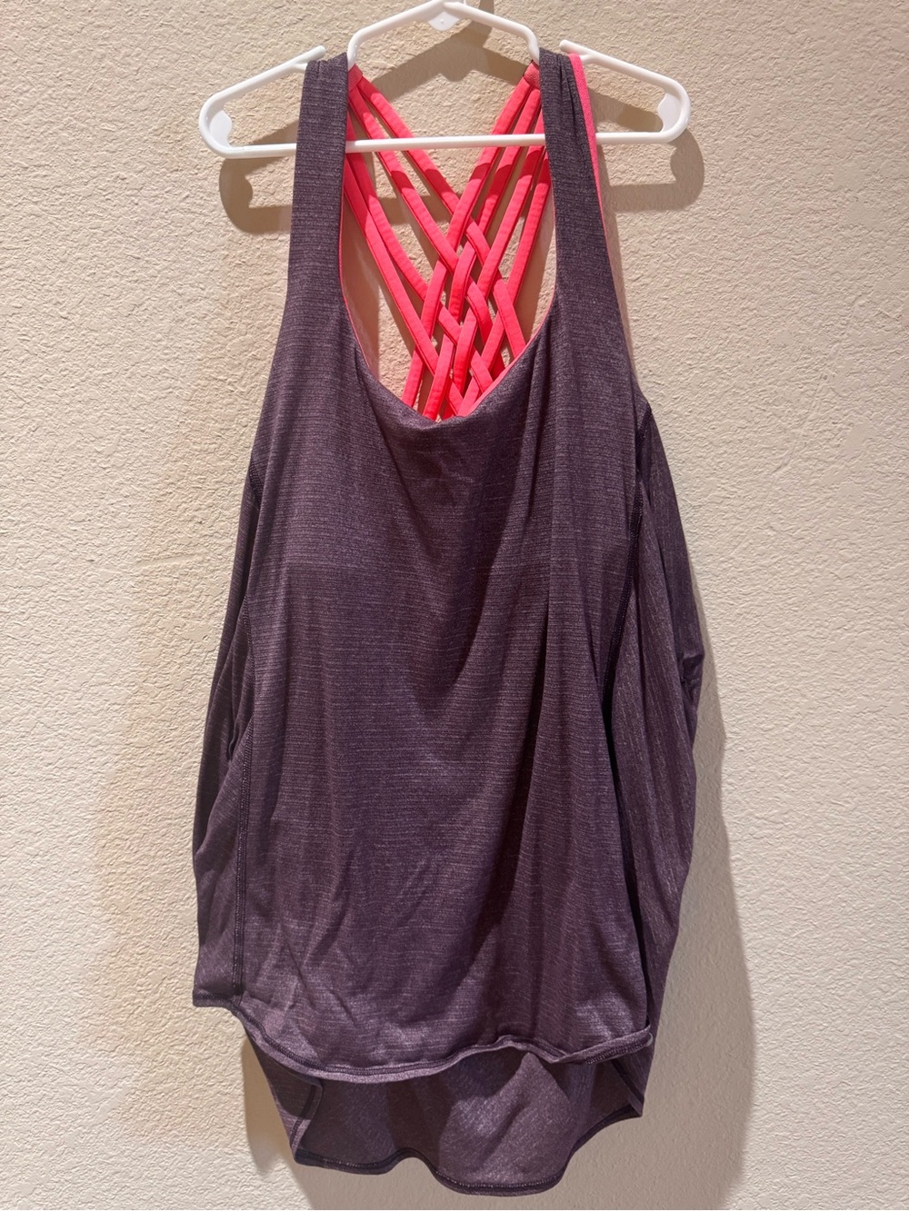 Lululemon Wild Tank Built In Bra Open Back Strappy Heathered Purple Coral Size 6 - Picture 3 of 6
